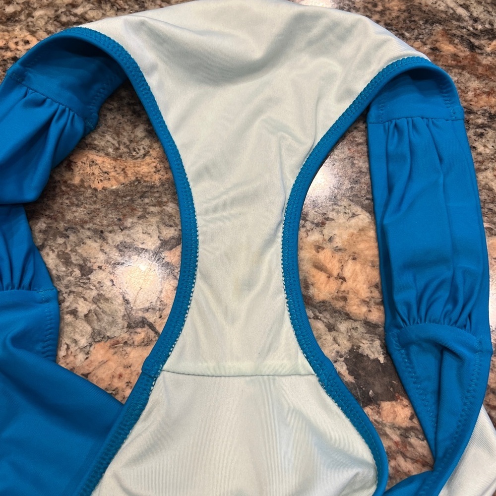 Victoria's Secret scalloped edge bikini bright blue beach vacation SZ M Top 36B - Picture 6 of 7